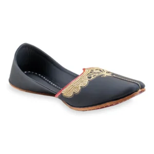 Royal Black Embroidered Men's Punjabi Jutti