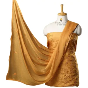 Yellow Hand Embroidered Dupion Silk Phulkari Suit