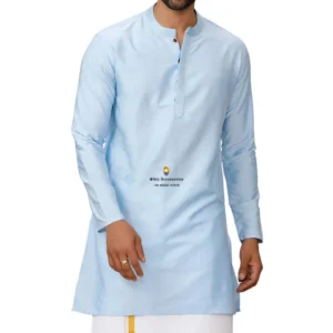 Blue Medium Length Cotton Kurta For Men