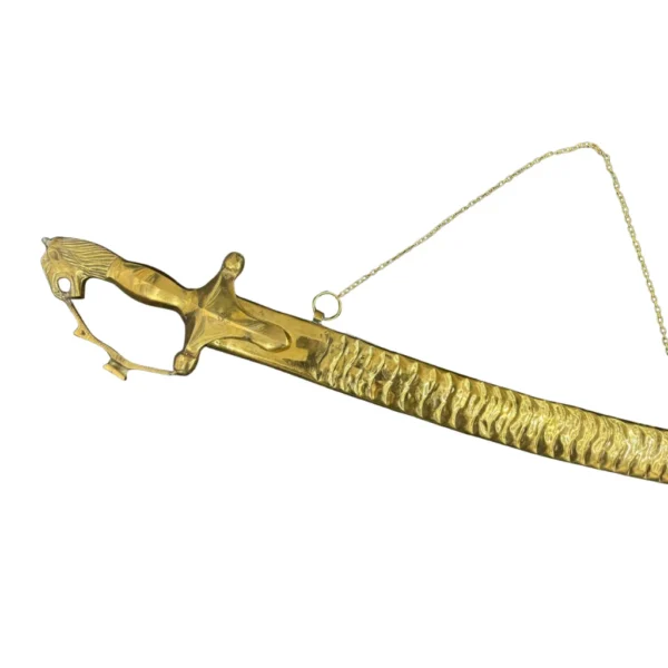 Brass Wedding Sword With Tiger Handle & Chain - Image 2