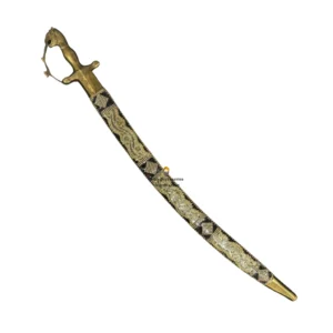 Dark Cherry Wedding Sword With Golden Work & Tiger Handle