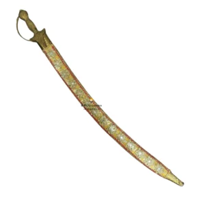 Golden Red Wedding Sword With Stone Work & Normal Brass Handle