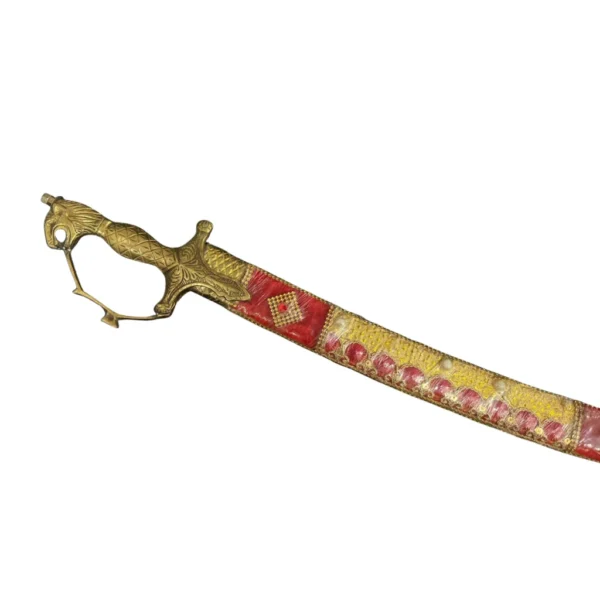 Golden Red Wedding Sword With Stone Work & Tiger Handle - Image 2