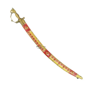 Golden Red Wedding Sword With Stone Work & Tiger Handle