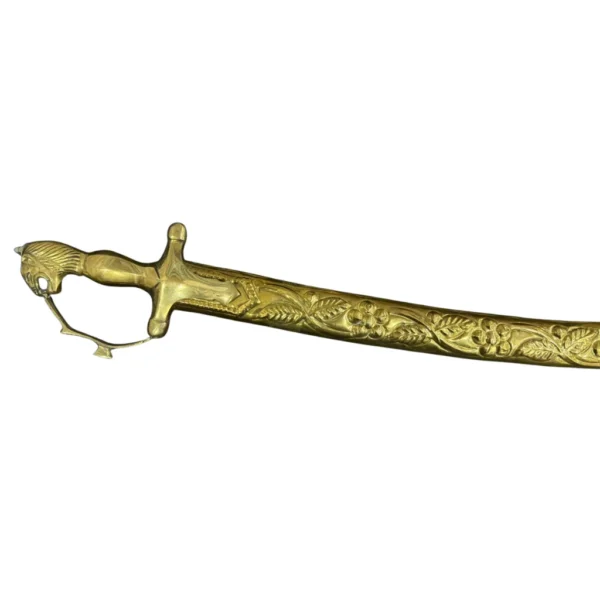 Hand Engraved Heavy Quality Brass Tega Sword With Tiger Handle