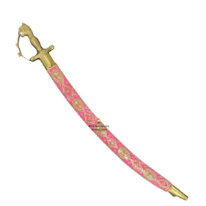 Handmade Pink Wedding Sword With Stone Work & Tiger Handle