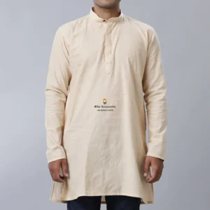 Light Pink Medium Length Cotton Kurta For Men