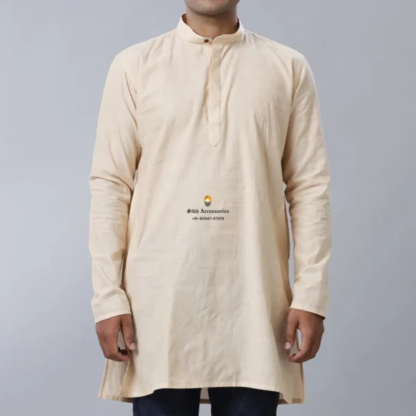 Light Pink Medium Length Cotton Kurta For Men