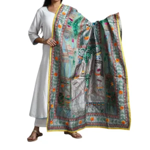 Multicolor Ranihati Chanderi Silk Chapawork Phulkari Dupatta