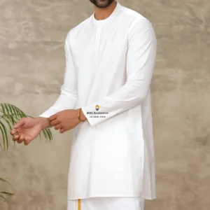 Off-white Medium Length Cotton Kurta For Men