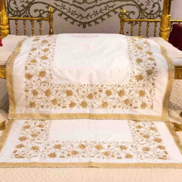 Pure White Color Embroidered Rumala Sahib – Set of 4 Pieces