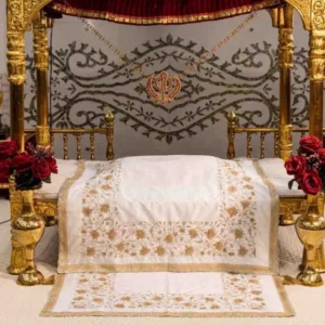 Pure White Color Embroidered Rumala Sahib – Set of 4 Pieces