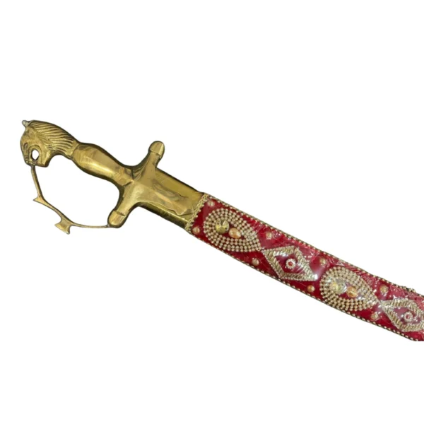 Red Wedding Sword With Stone Work & Tiger Handle