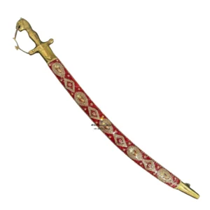 Red Wedding Sword With Stone Work & Tiger Handle