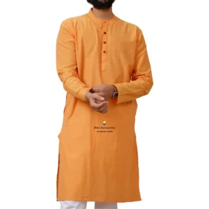 Topaz Orange Full Length Cotton Kurta For Men