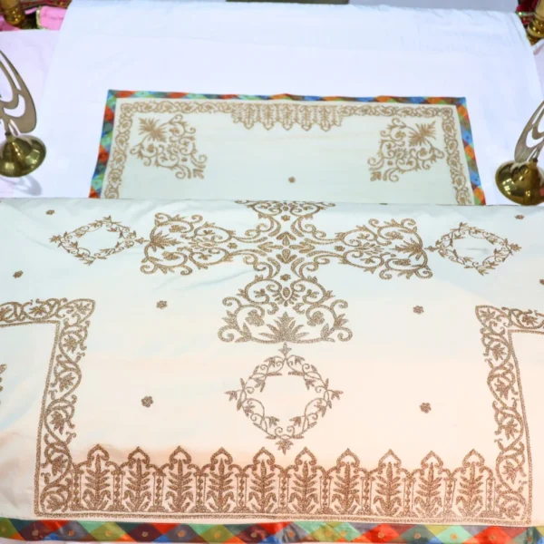 White Color Rumala Sahib (Gur Mehar Theme) – Set of 4 Pieces