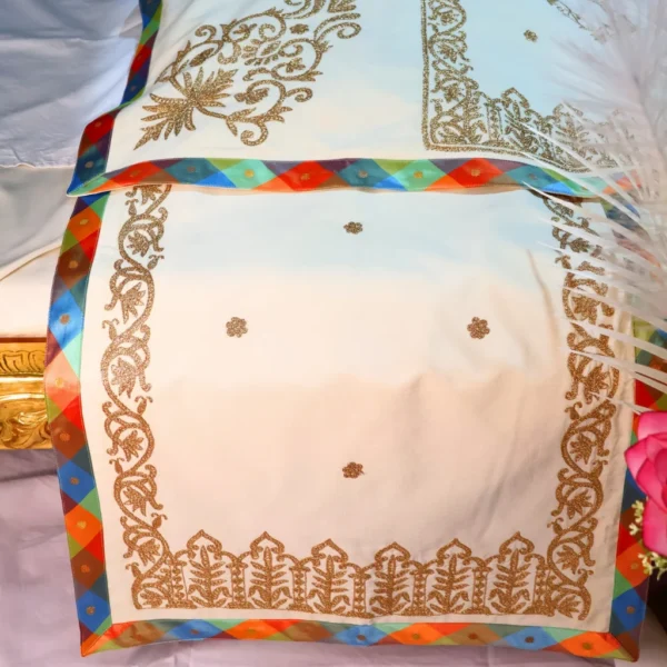 White Color Rumala Sahib (Gur Mehar Theme) – Set of 4 Pieces