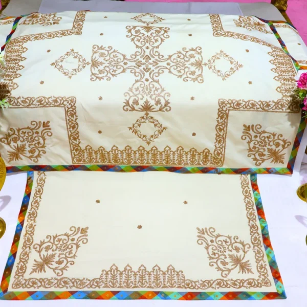 White Color Rumala Sahib (Gur Mehar Theme) – Set of 4 Pieces