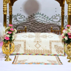 White Color Rumala Sahib (Gur Mehar Theme) – Set of 4 Pieces