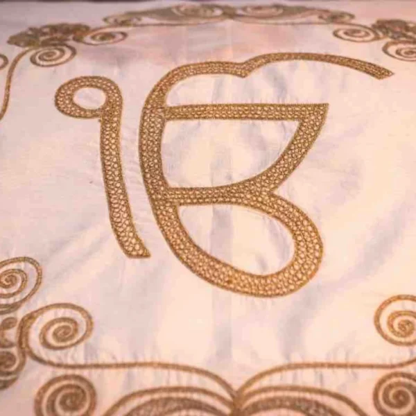 White Color Rumala Sahib (Ik Onkar Theme) – Set of 4 Pieces - Image 4