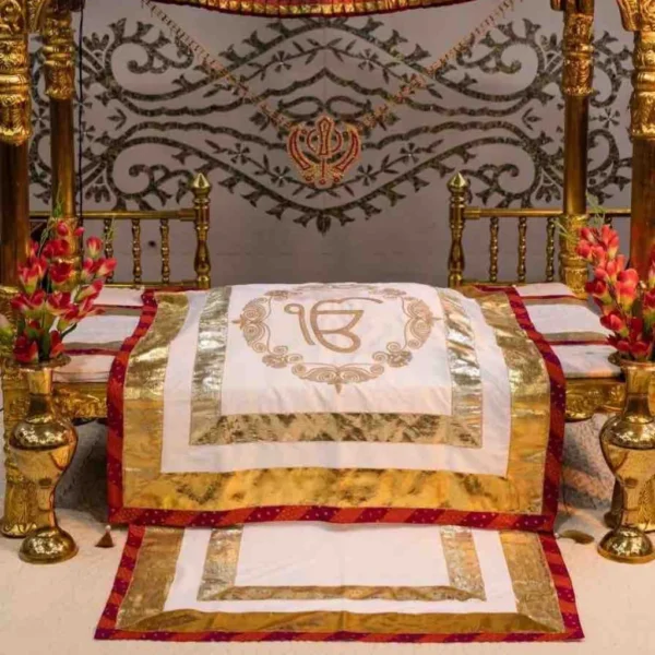 White Color Rumala Sahib (Ik Onkar Theme) – Set of 4 Pieces