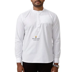White Plain Short Length Cotton Kurta With Pocket