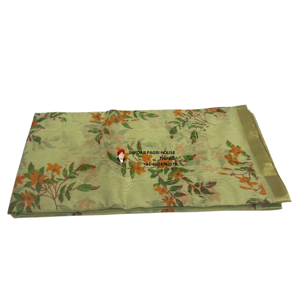 Pistachio Green Printed Tissue Hindu Wedding Turban