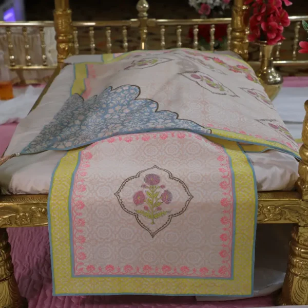 Baby Pink Color Rumala Sahib (Chandphool Theme) – Set of 4 Pieces - Image 5