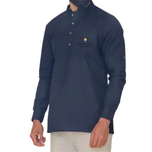Black Full Sleeve Short Kurta For Men
