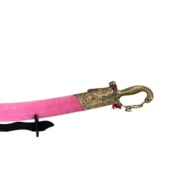 Bright Pink Velvet Wedding Sword With Brass Handle - Image 4