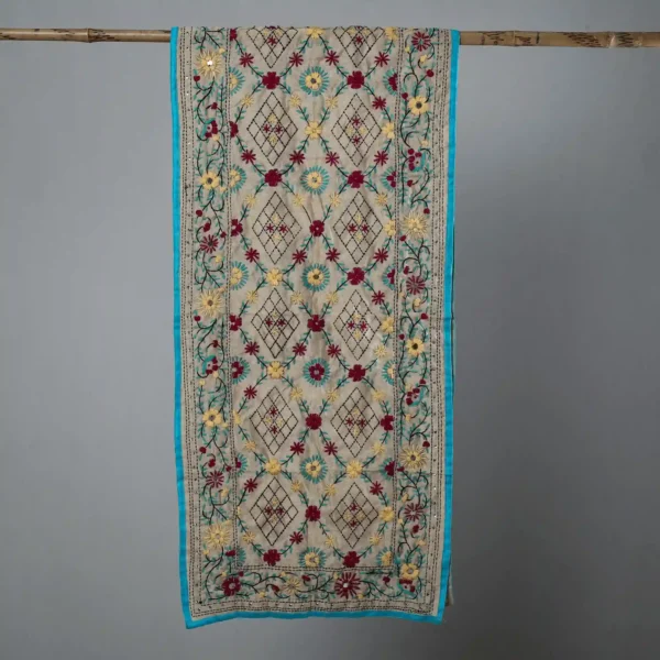 Ranihati Chanderi Silk Phulkari Stole - Product ID: 50 - Image 2