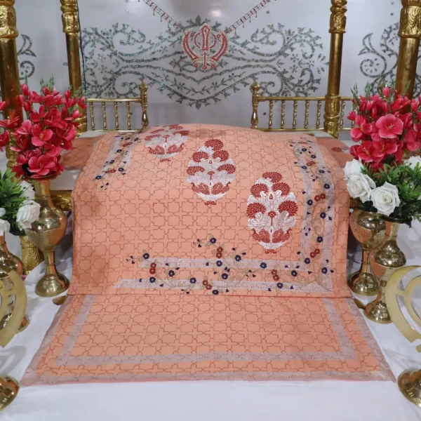 Coral Pink Color Rumala Sahib (Guldasta Theme) – Set of 4 Pieces
