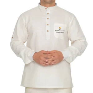 Cream White Full Sleeves Short Kurta For Men