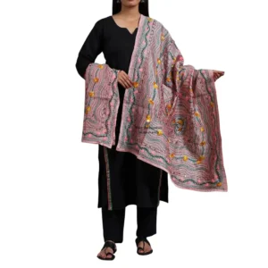 Crepe Pink Ranihati Chanderi Silk Punjabi Phulkari Dupatta