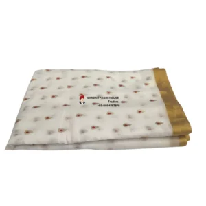 Daisy White Printed Tissue Hindu Wedding Turban