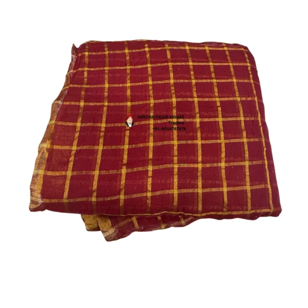 Deep Maroon Printed Tissue Hindu Wedding Turban