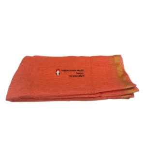 Fire Orange Printed Tissue Hindu Wedding Turban