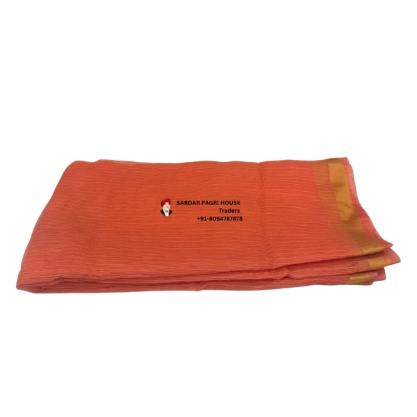 Fire Orange Printed Tissue Hindu Wedding Turban