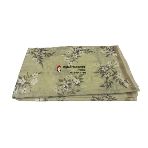 Floral Sage Green Printed Tissue Hindu Wedding Turban