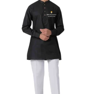 Jet Black Full Sleeves Short Kurta For Men