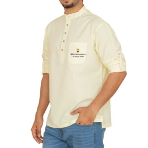 Lemon Full Sleeves Short Kurta For Men
