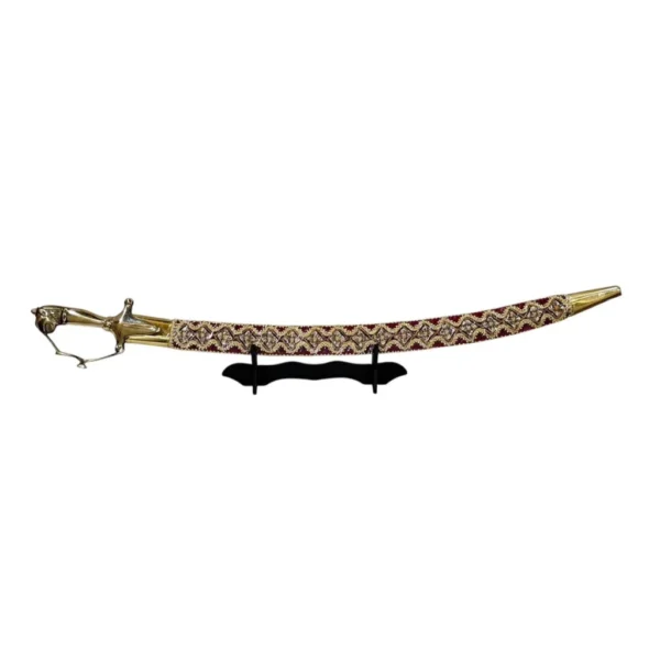 Maroon Bright Wedding Sword With Tiger Handle