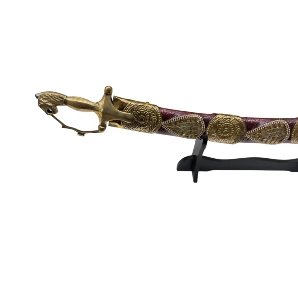 Maroon Shade Wedding Sword With Tiger Handle