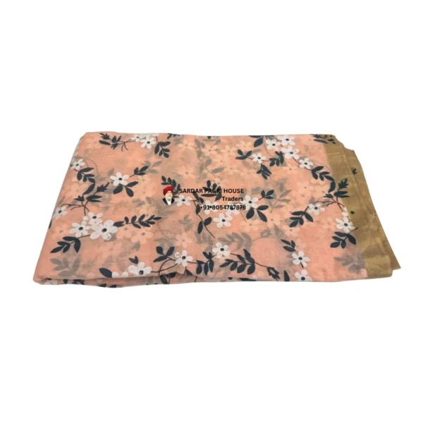 Melon Pink Printed Tissue Hindu Wedding Turban