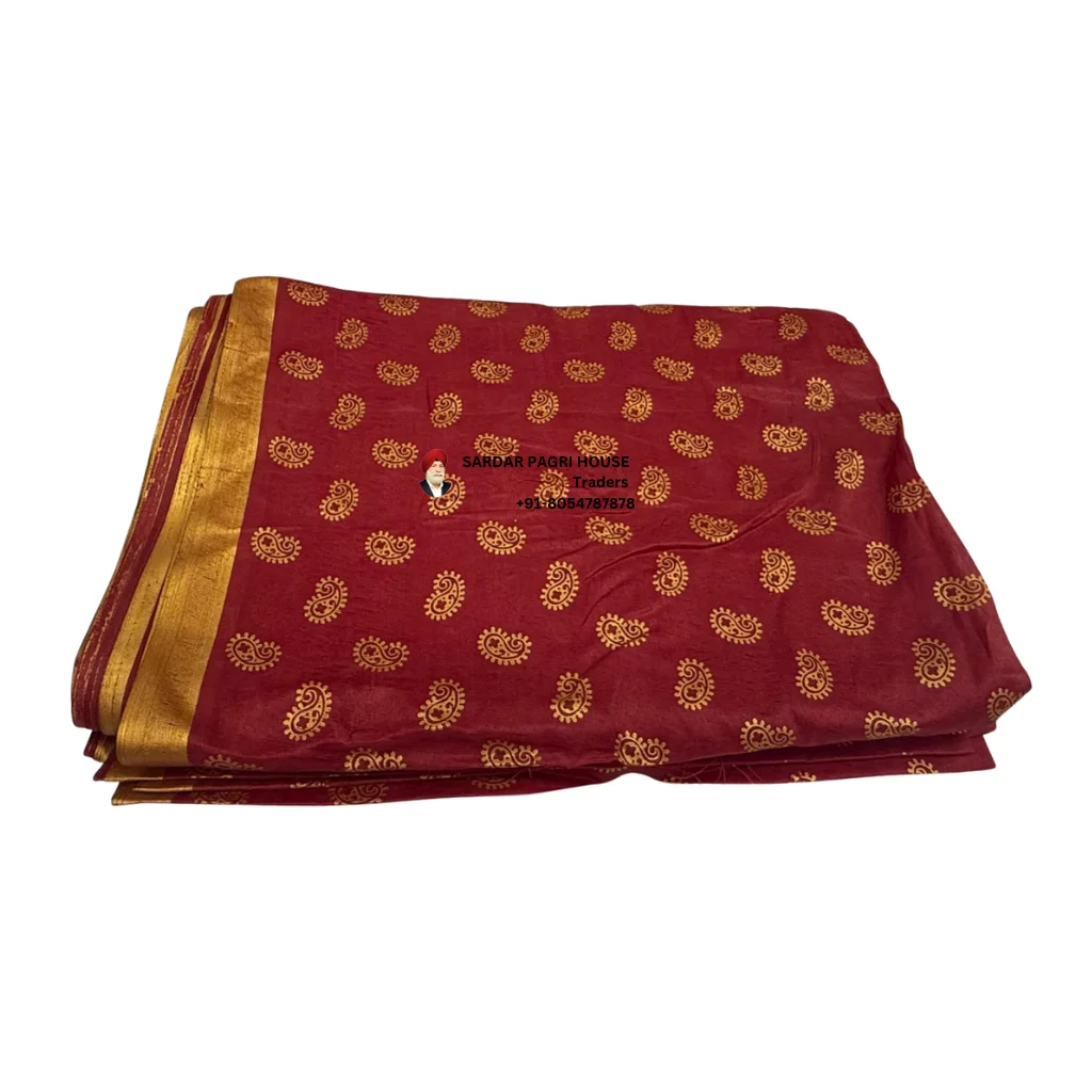 Meter Wine Red Printed Tissue Hindu Wedding Turban