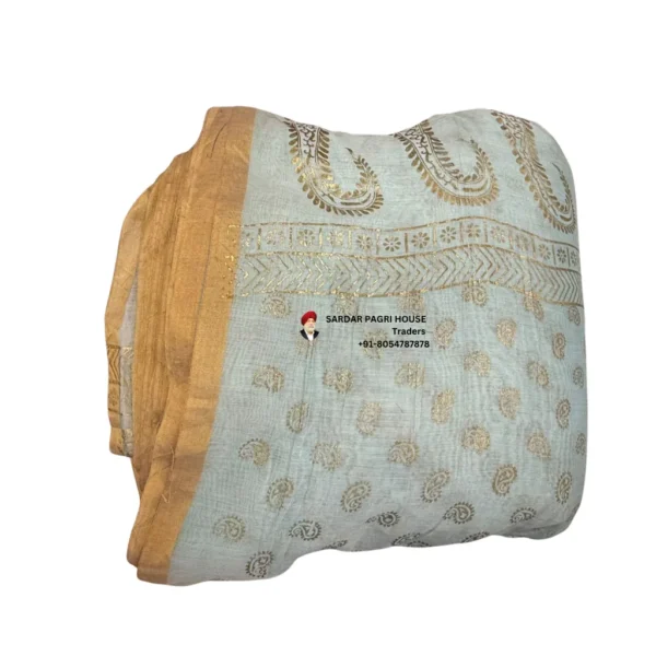 Mint Green Printed Tissue Hindu Wedding Turban