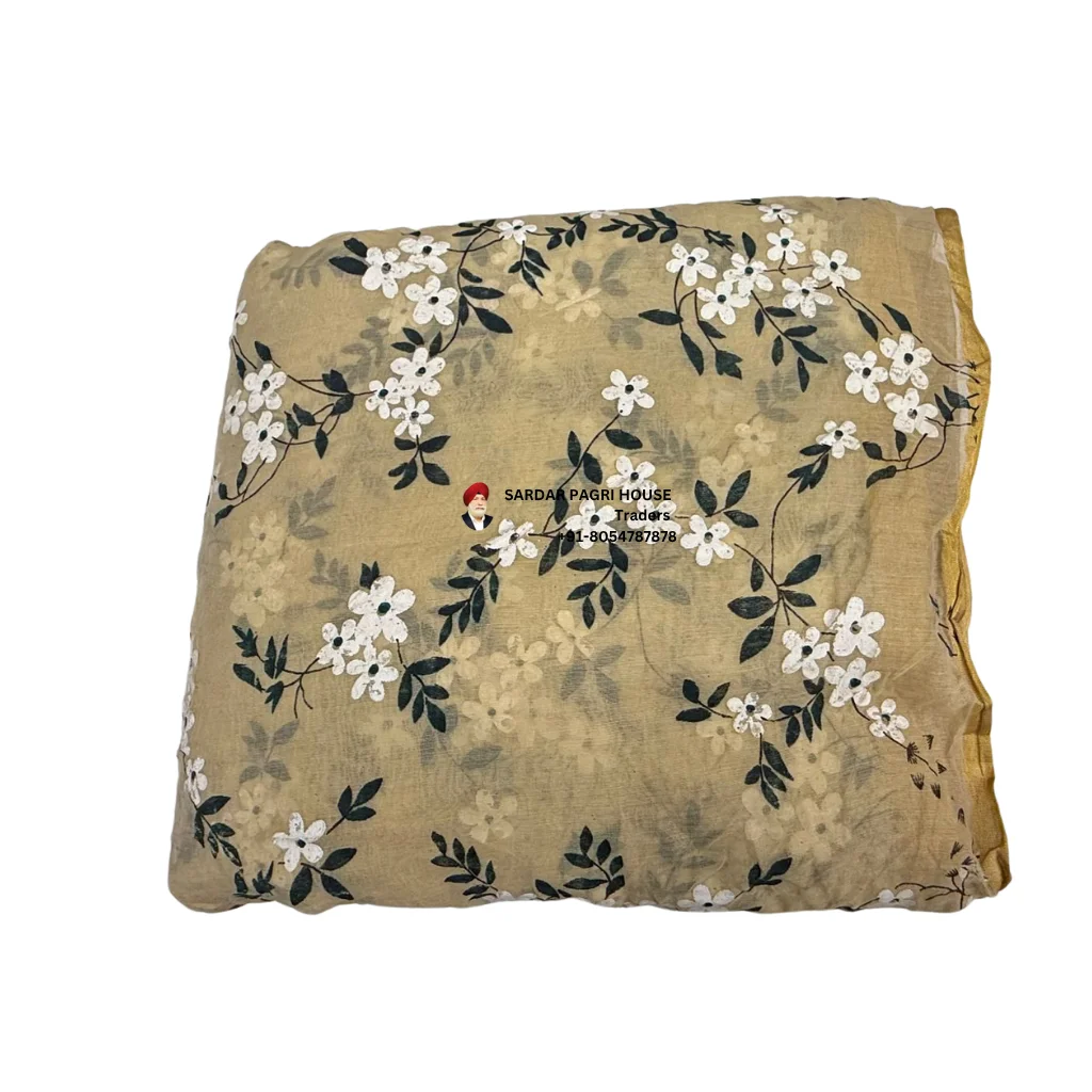 Mustard Printed Tissue Hindu Wedding Turban