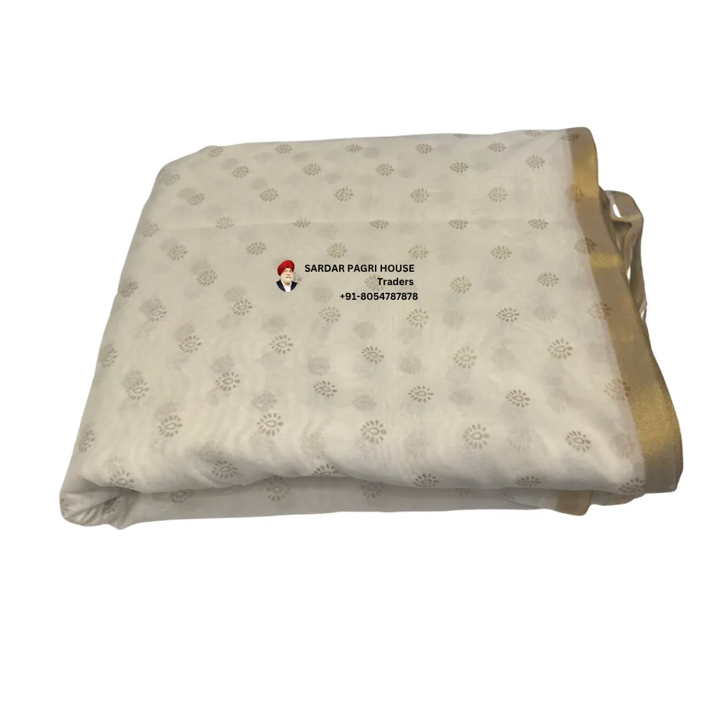 Off-White Printed Tissue Hindu Wedding Turban