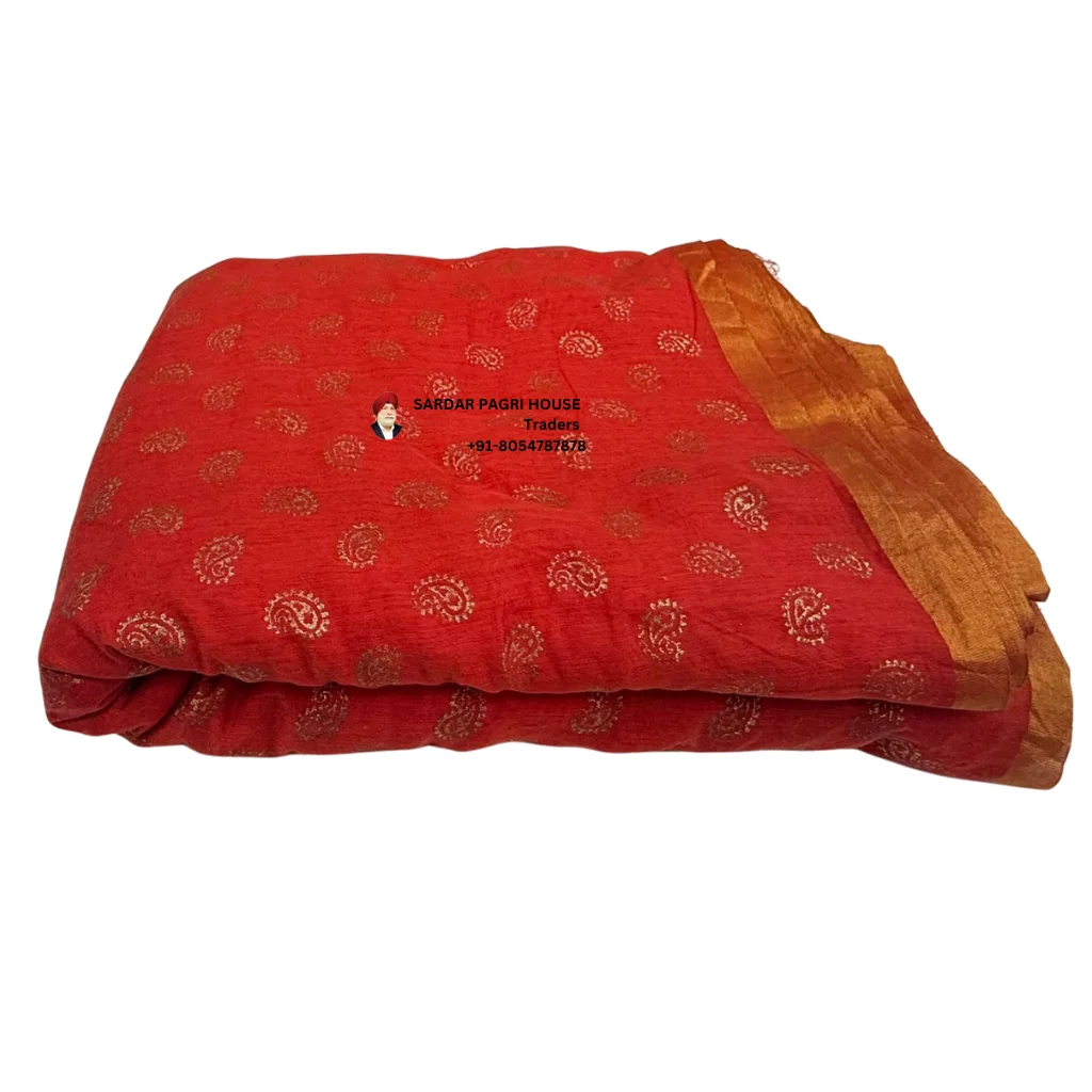 Orange Printed Tissue Hindu Wedding Turban