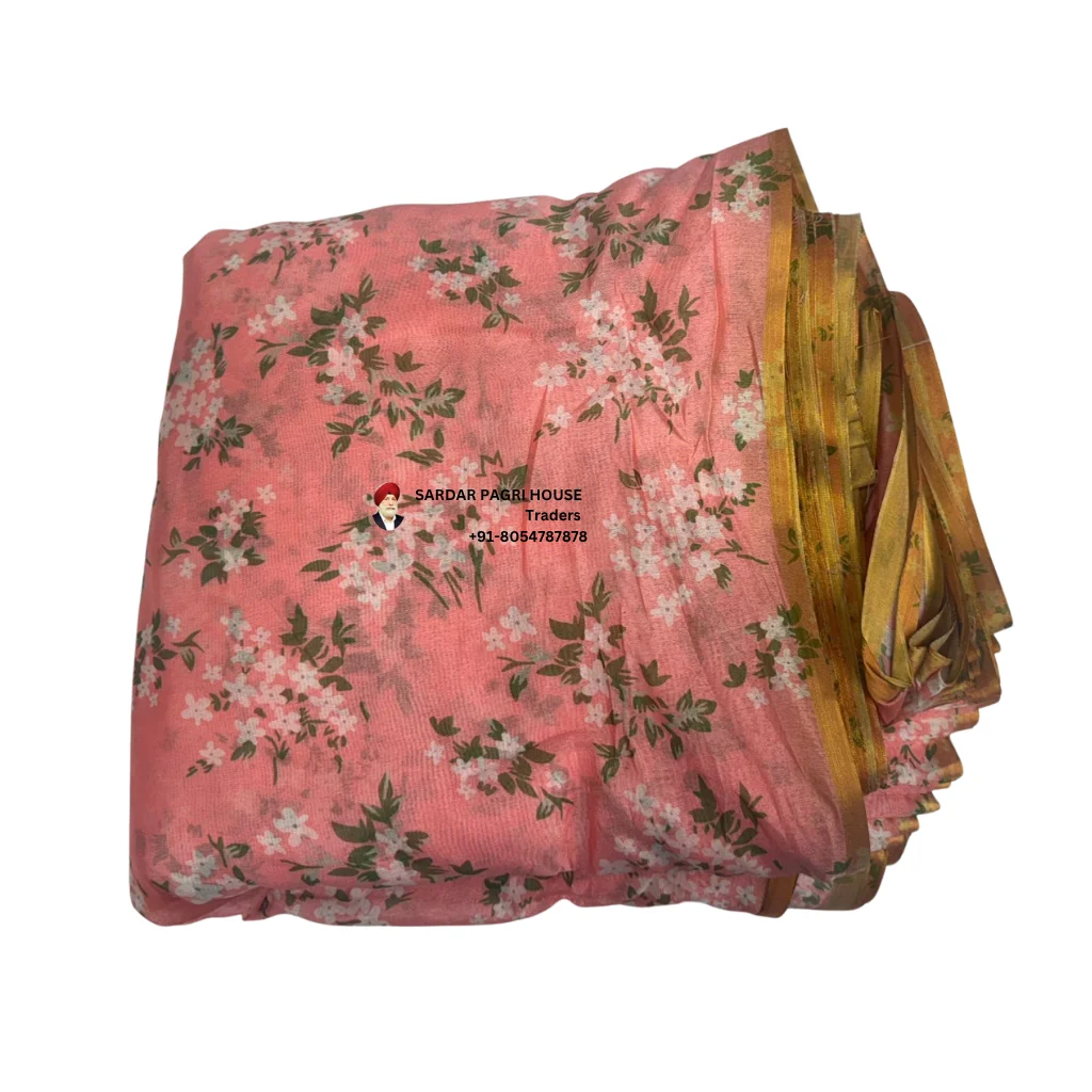 Pastel Pink Printed Tissue Hindu Wedding Turban